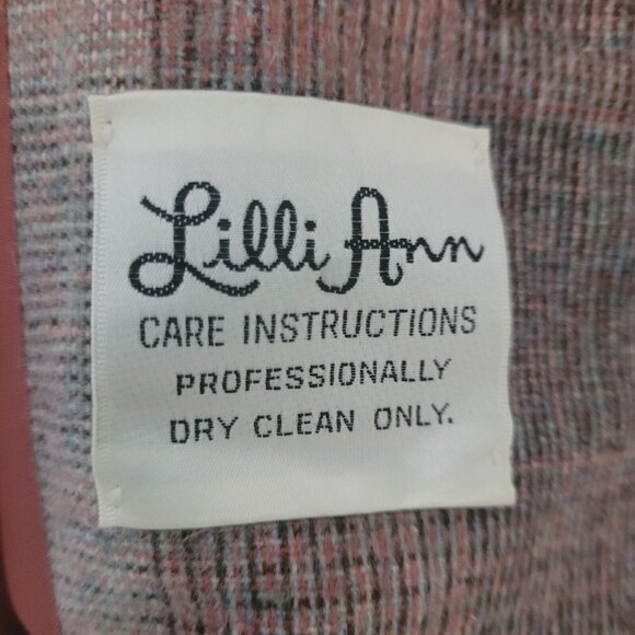 Vintage Adolph Schuman for Lilli Ann Plaid Blazer Womens Size S Suede Collar - Picture 4 of 13